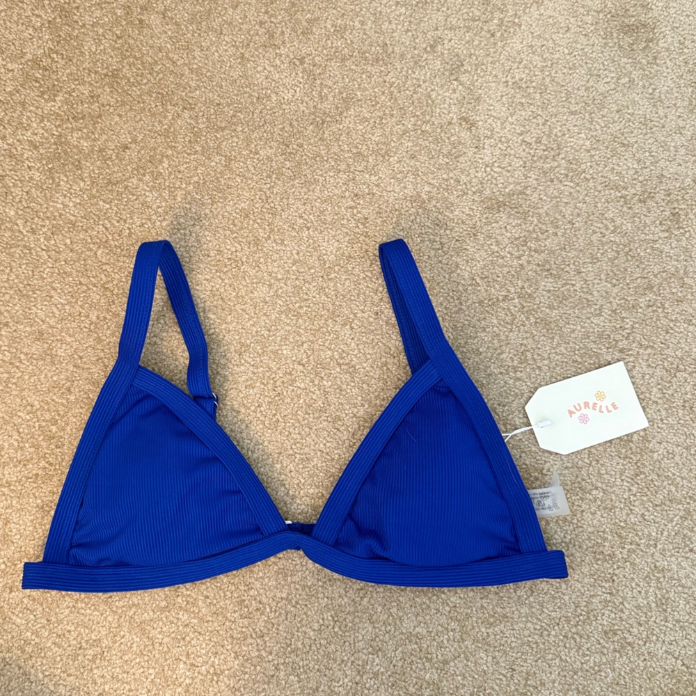 Aurelle Blue Triangle Bikini Top